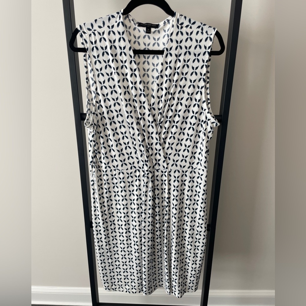 Banana Republic Navy and White Faux Wrap Dress